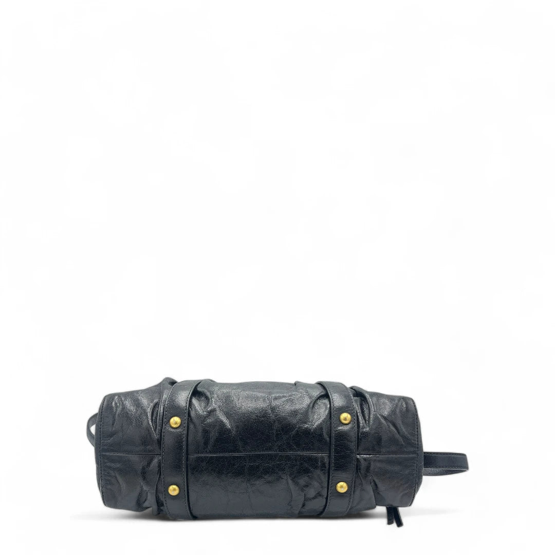 Miu Miu handbag Vitello Lux with shoulder strap made of black leather