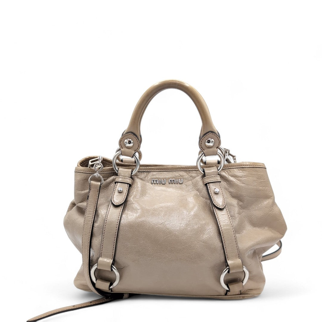 Miu Miu handbag Vitello Lux small made of beige leather