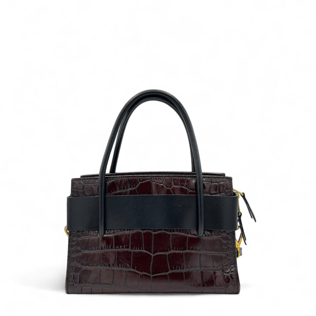 Miu Miu Handtasche Croco Optik mit schwarzen Lederdetails weinrot