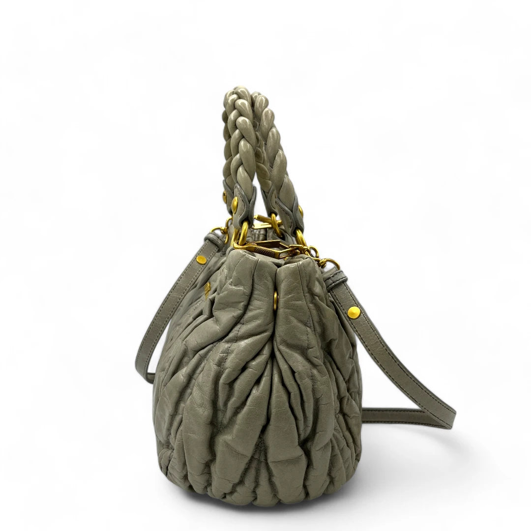 Miu Miu handbag Matelassé with shoulder strap in grey leather