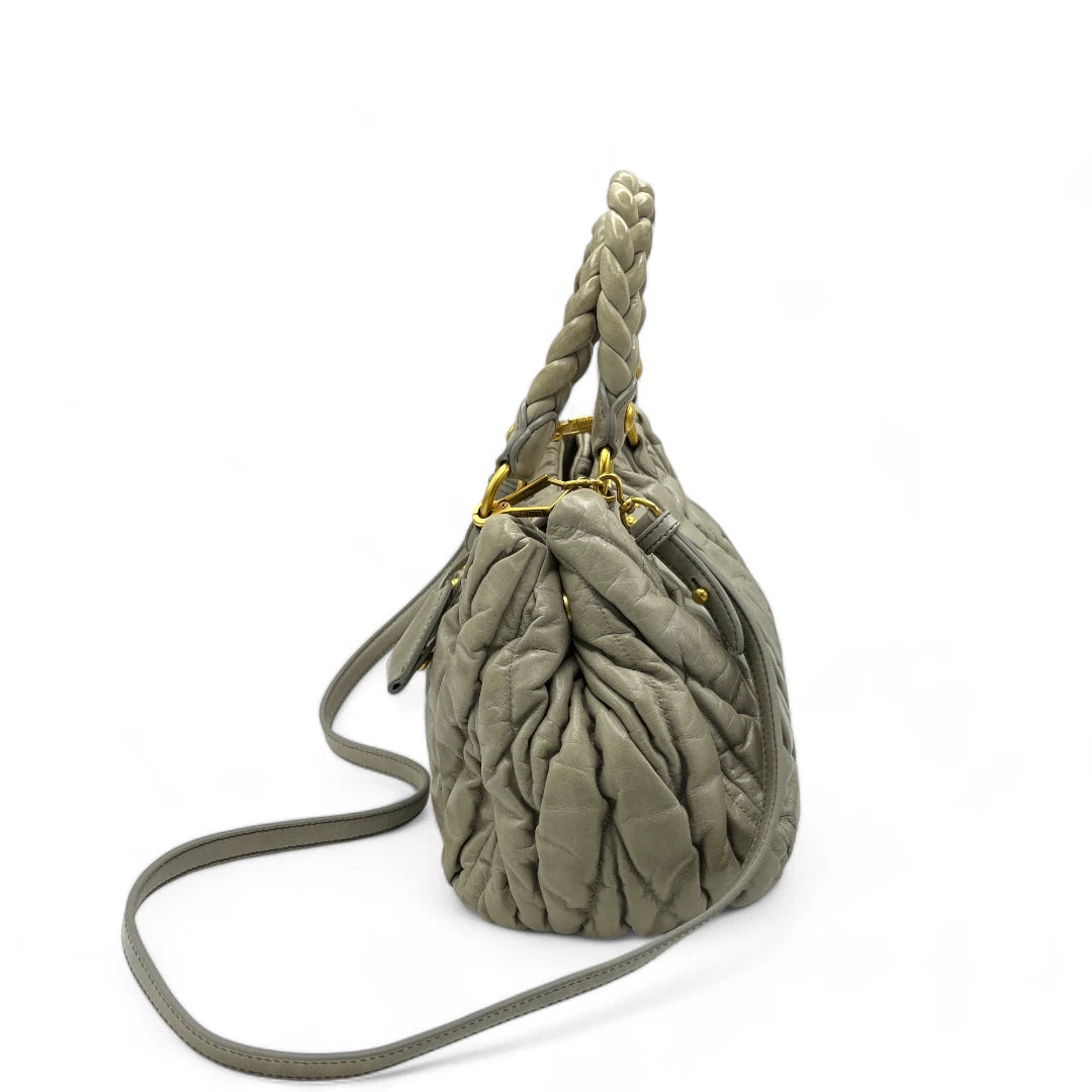 Miu Miu handbag Matelassé with shoulder strap in grey leather