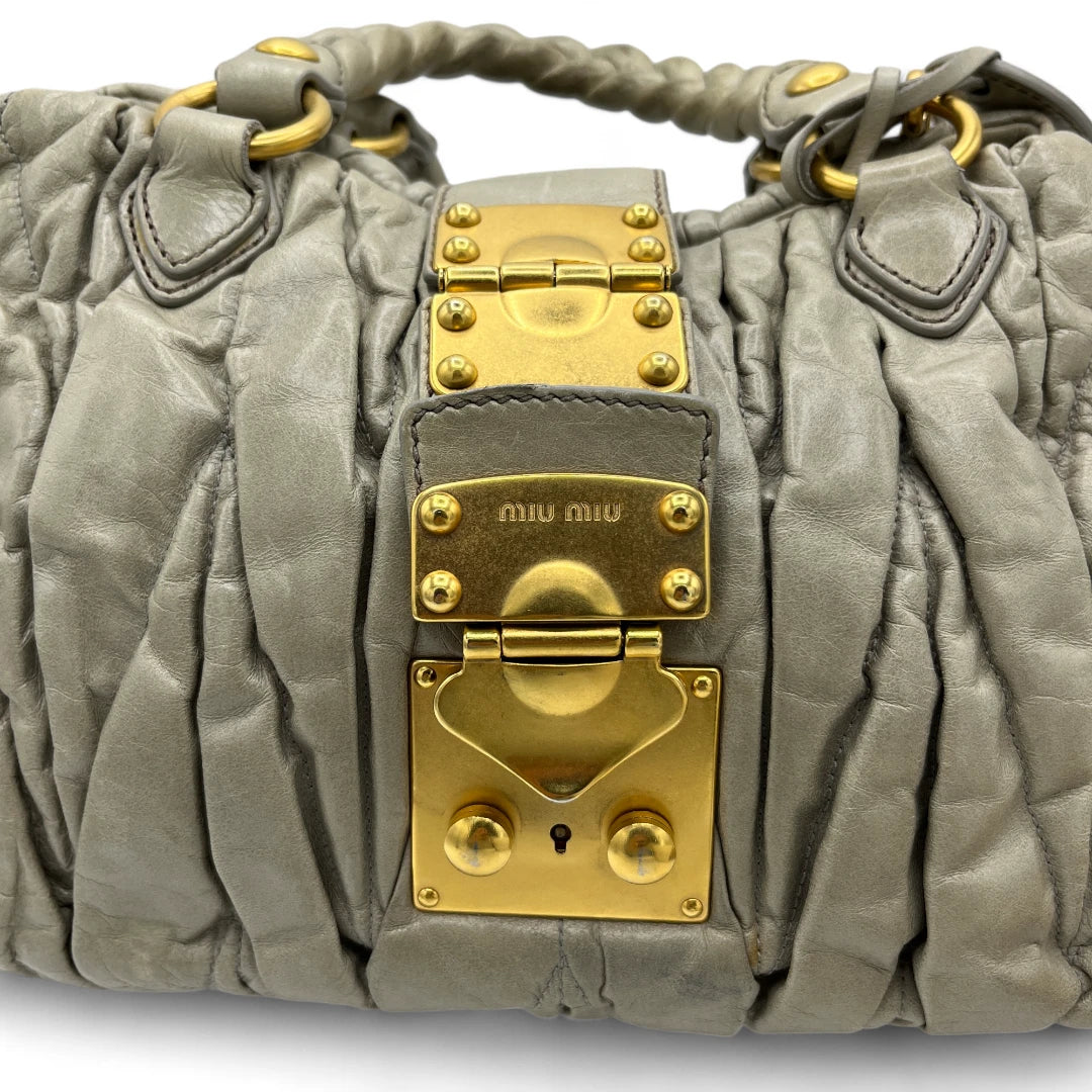 Miu Miu handbag Matelassé with shoulder strap in grey leather