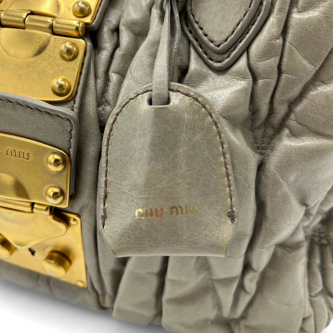 Miu Miu handbag Matelassé with shoulder strap in grey leather