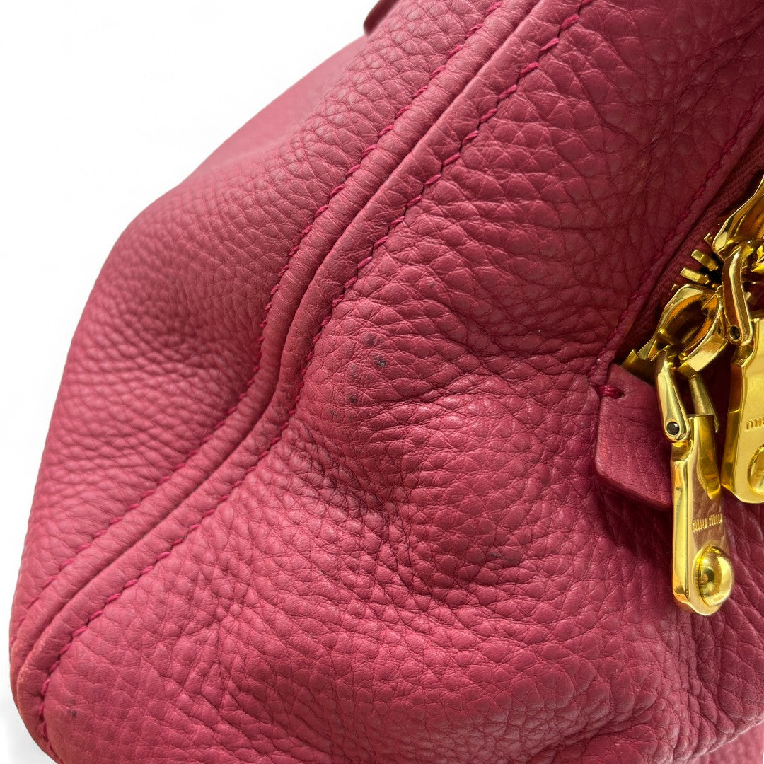 Miu Miu handbag Vitello Lux small with shoulder strap made of pink leather