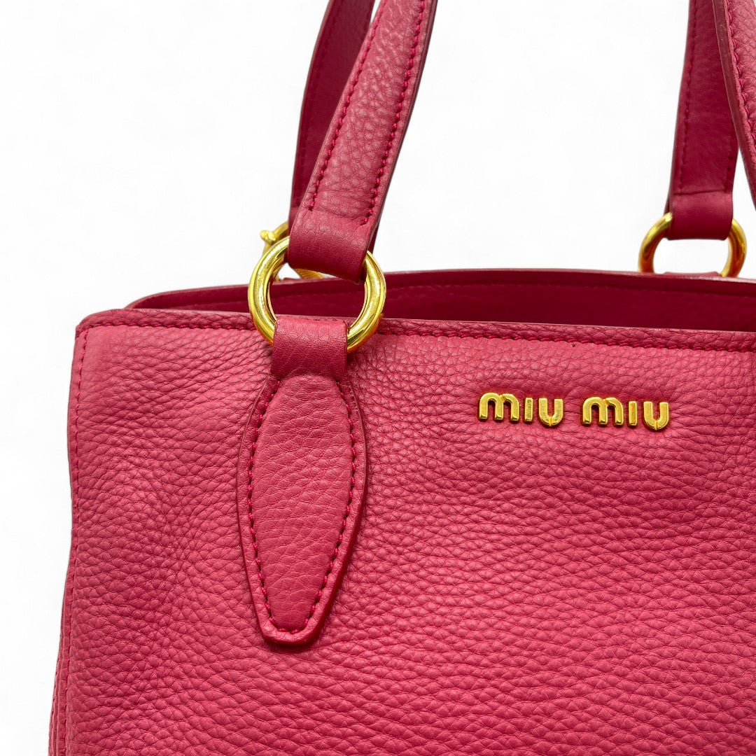 Miu Miu handbag Vitello Lux small with shoulder strap made of pink leather