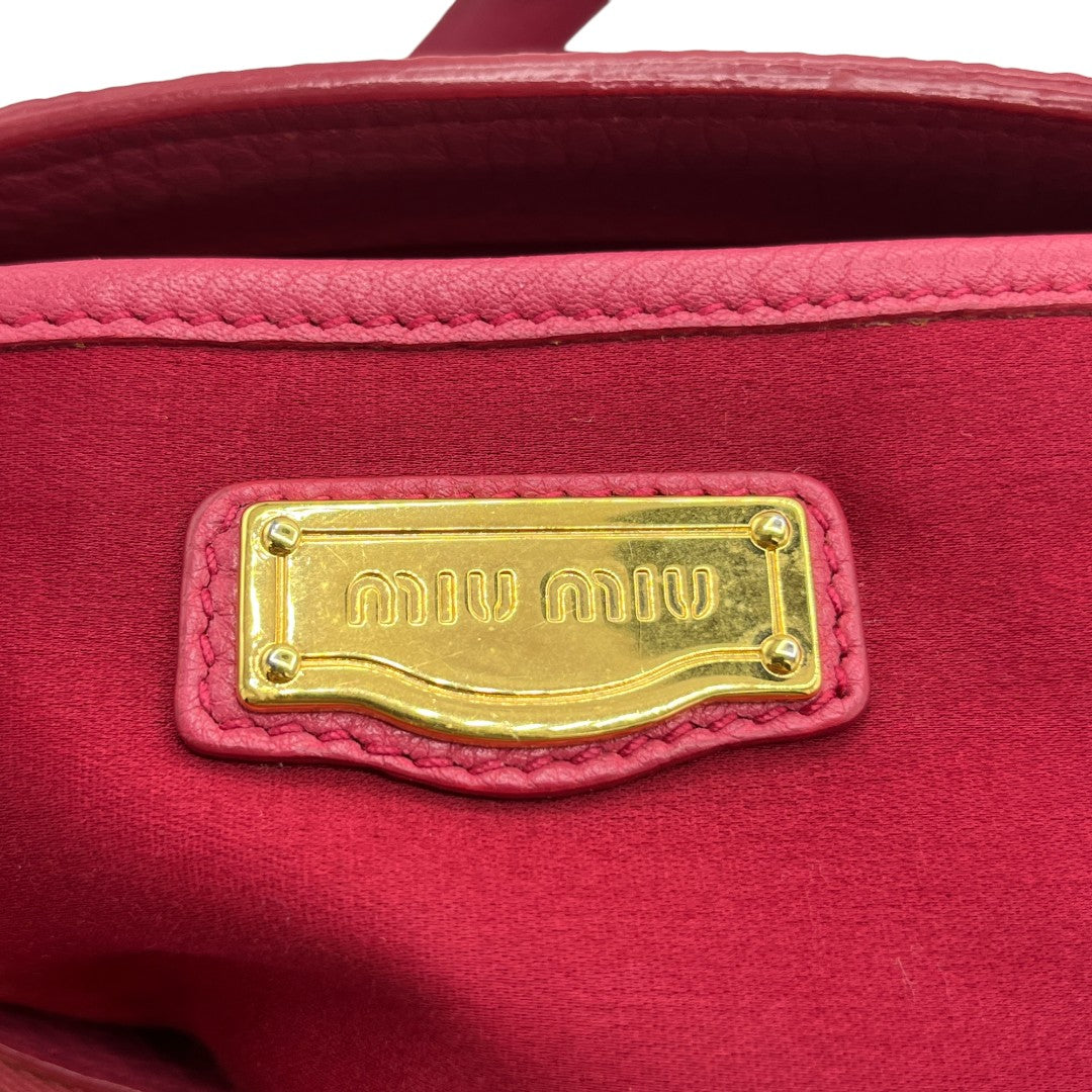 Miu Miu handbag Vitello Lux small with shoulder strap made of pink leather