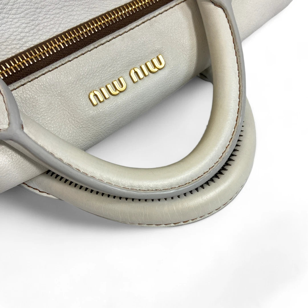 Miu Miu handbag Vitello Satchel in white leather