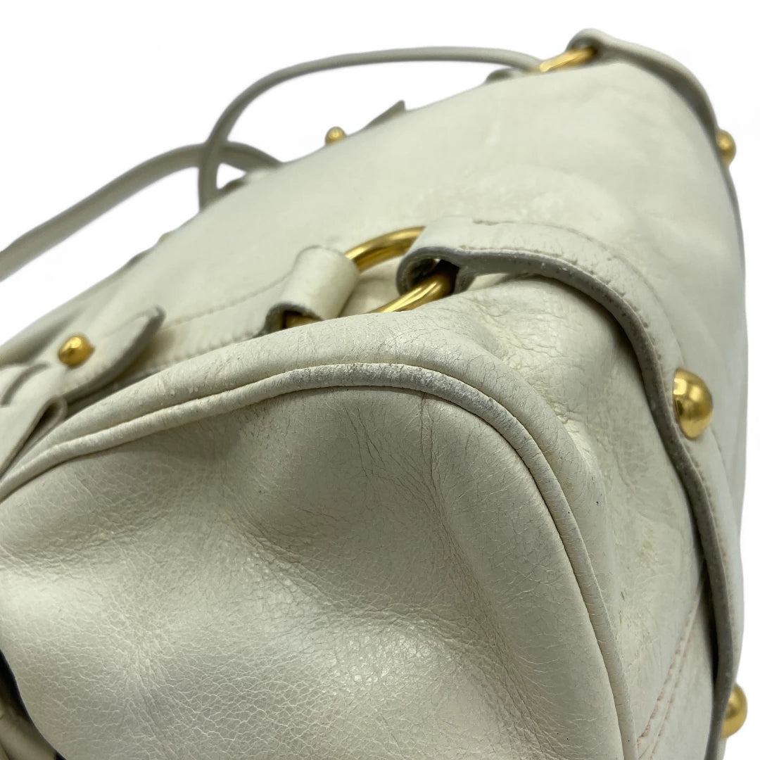 Miu Miu handbag Vitello Satchel mini with gold hardware in white leather