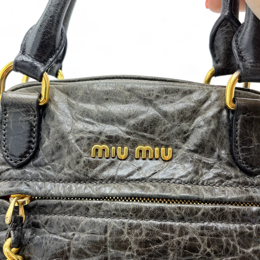 Miu Miu handbag Vitello Lux in leather small blue