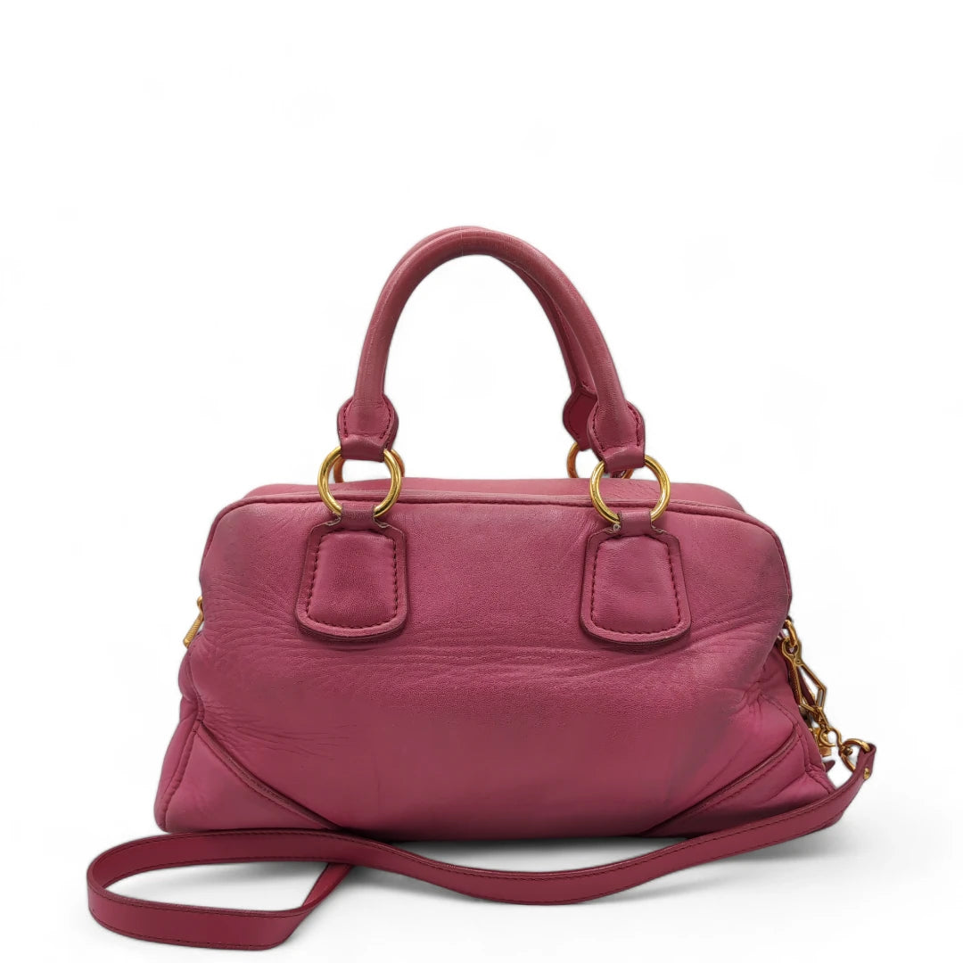 Miu Miu handbag Vitello Lux small with shoulder strap made of pink leather