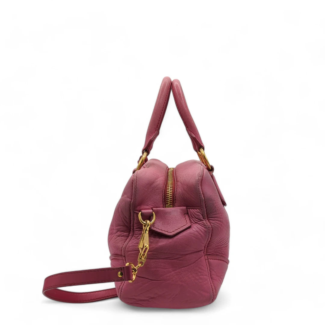 Miu Miu handbag Vitello Lux small with shoulder strap made of pink leather