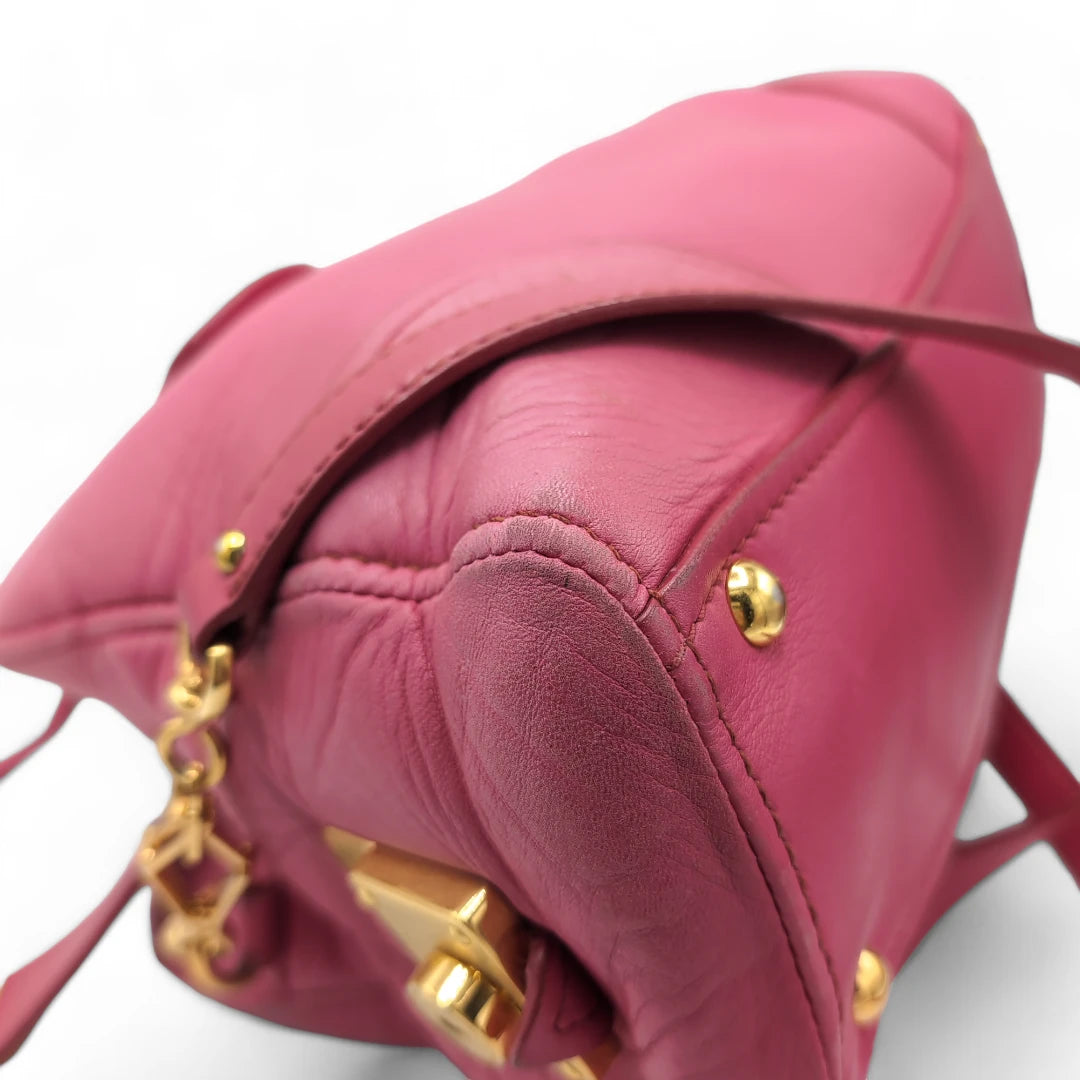 Miu Miu handbag Vitello Lux small with shoulder strap made of pink leather