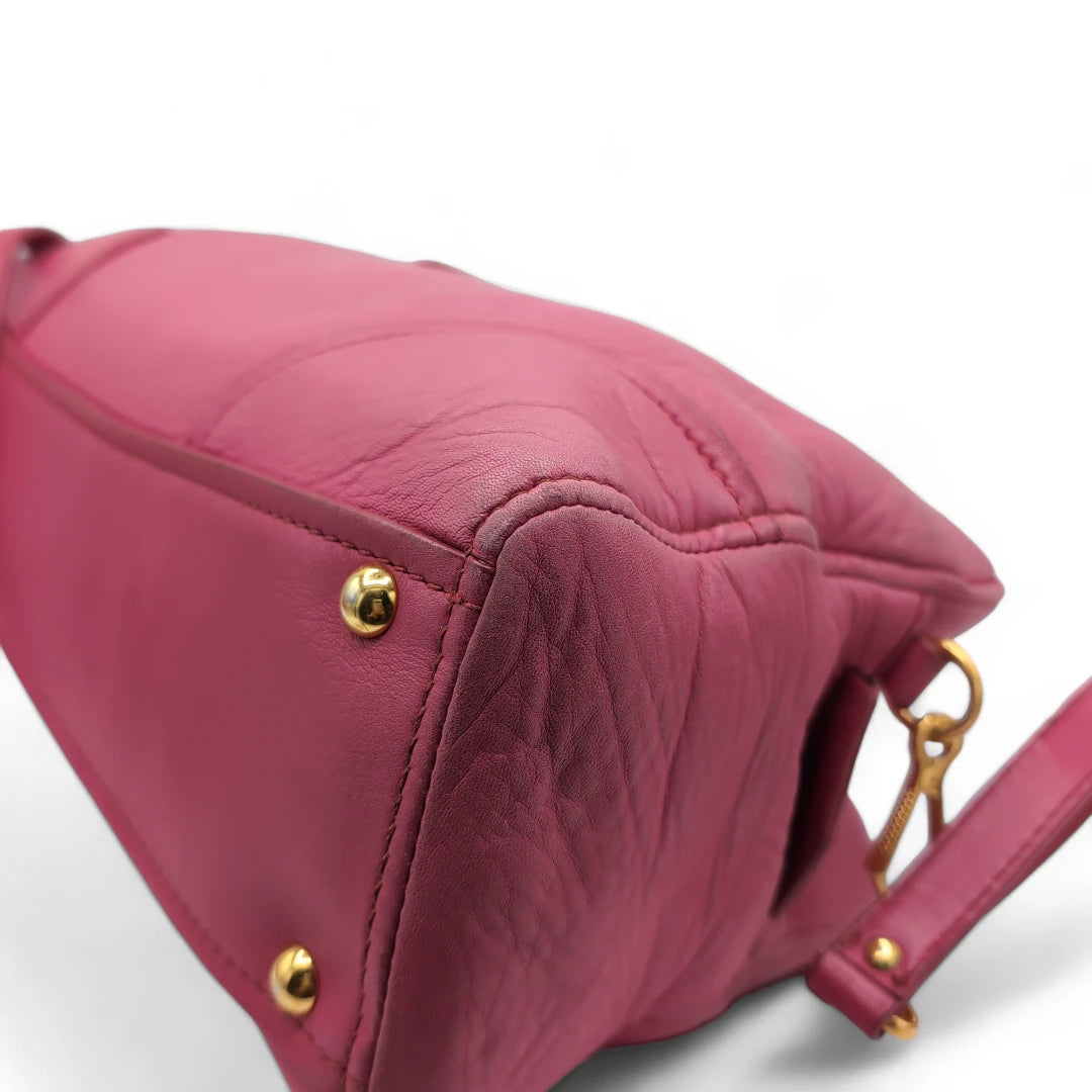 Miu Miu handbag Vitello Lux small with shoulder strap made of pink leather