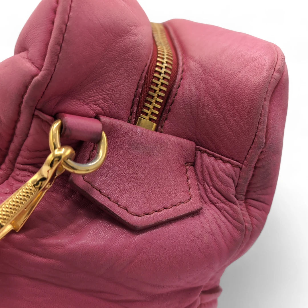 Miu Miu handbag Vitello Lux small with shoulder strap made of pink leather