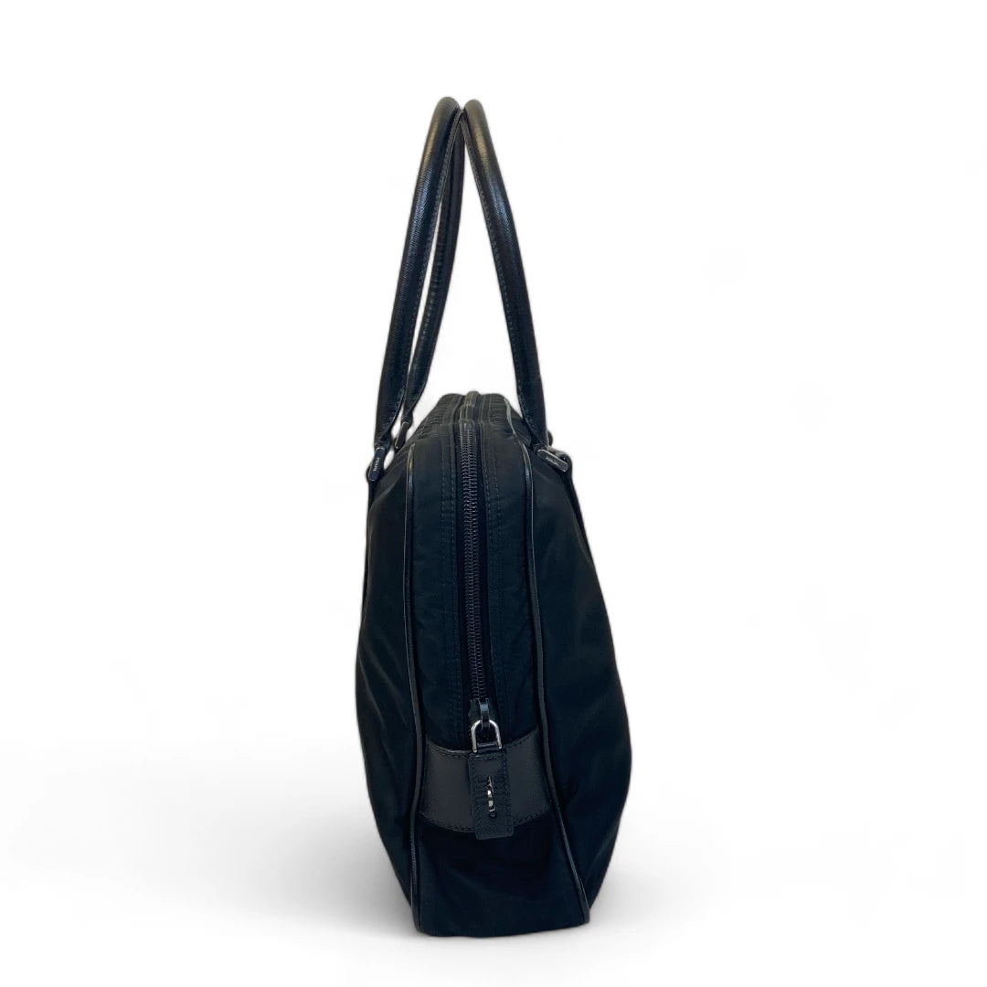 Prada Aktentasche / Laptoptasche aus Nylon mit schwarzen Lederdetails schwarz