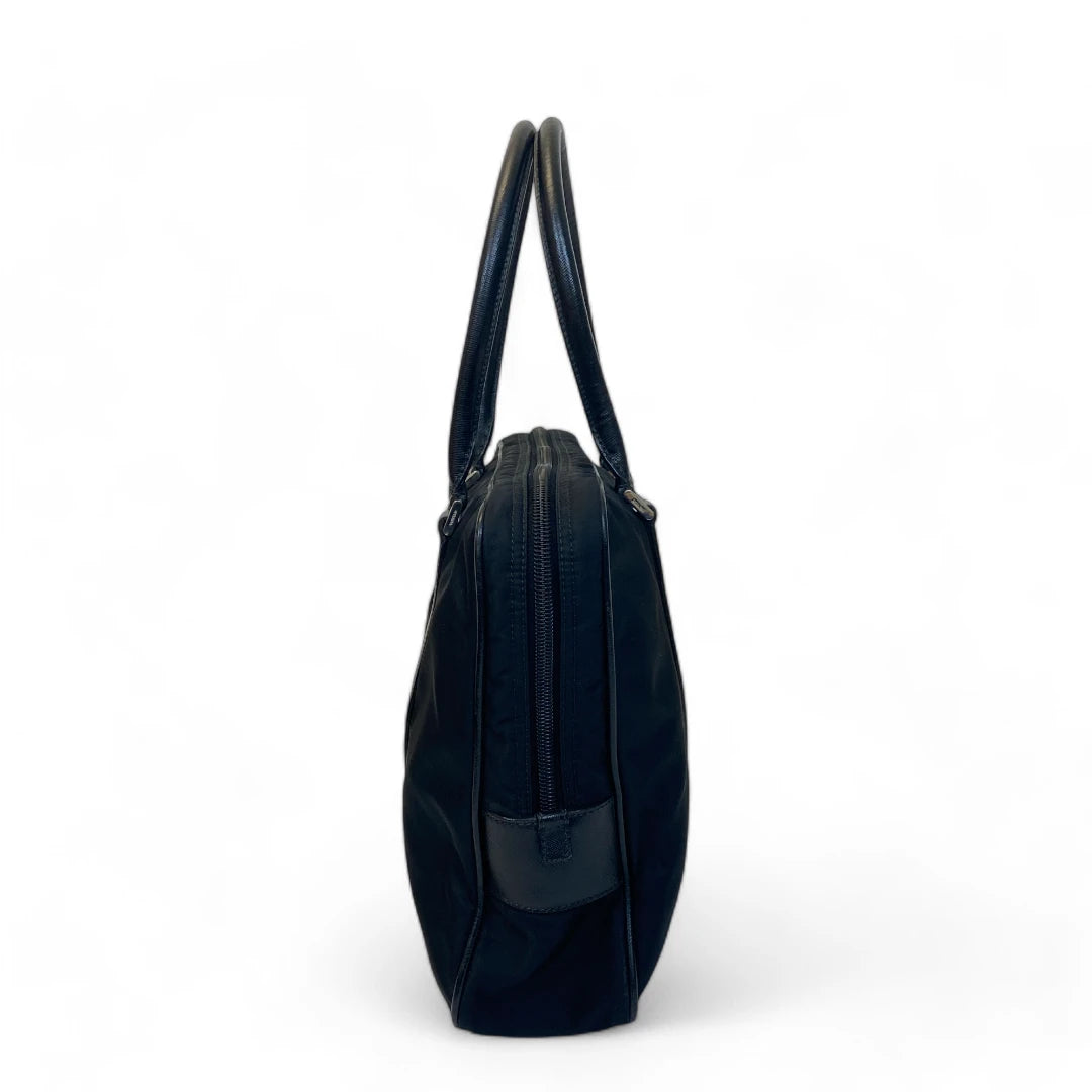 Prada Aktentasche / Laptoptasche aus Nylon mit schwarzen Lederdetails schwarz