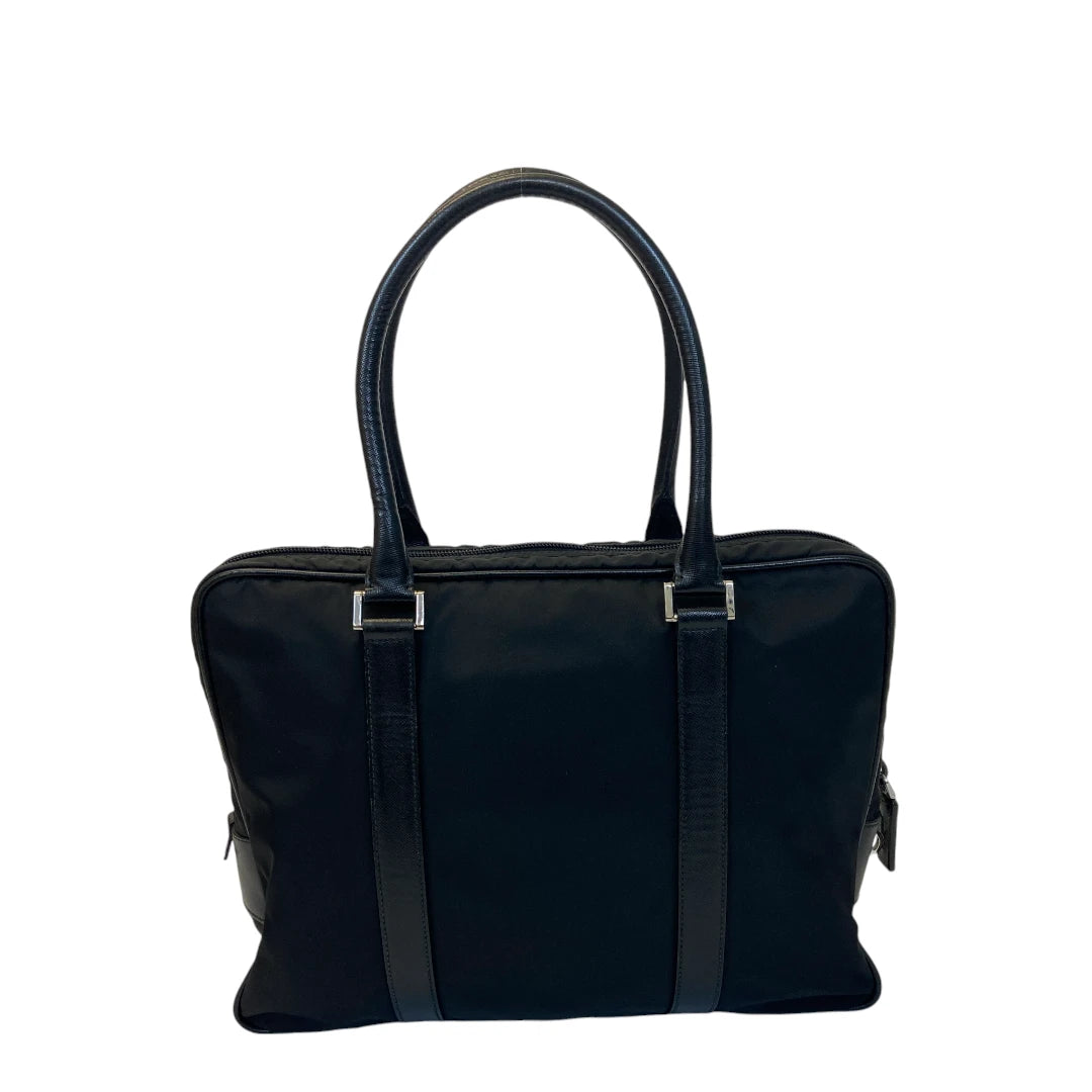 Prada briefcase / laptop bag in nylon with black leather details black