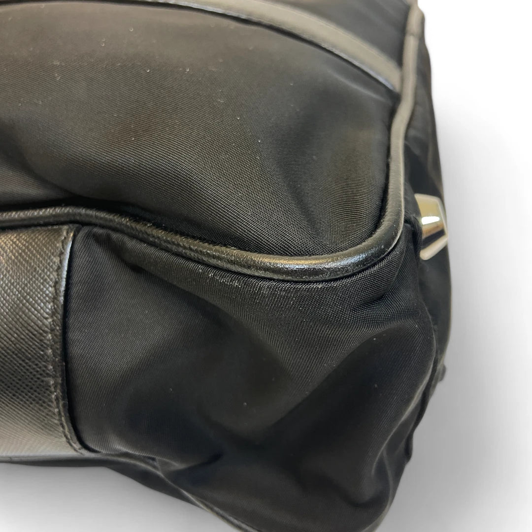 Prada Aktentasche / Laptoptasche aus Nylon mit schwarzen Lederdetails schwarz