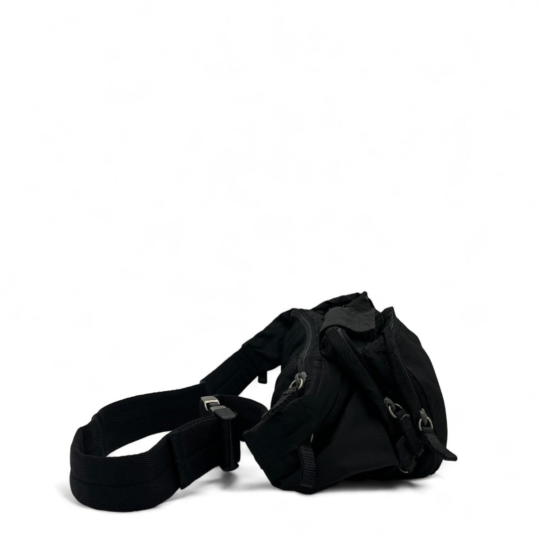 Prada bum bag / belt bag with bottle holder made of nylon white black