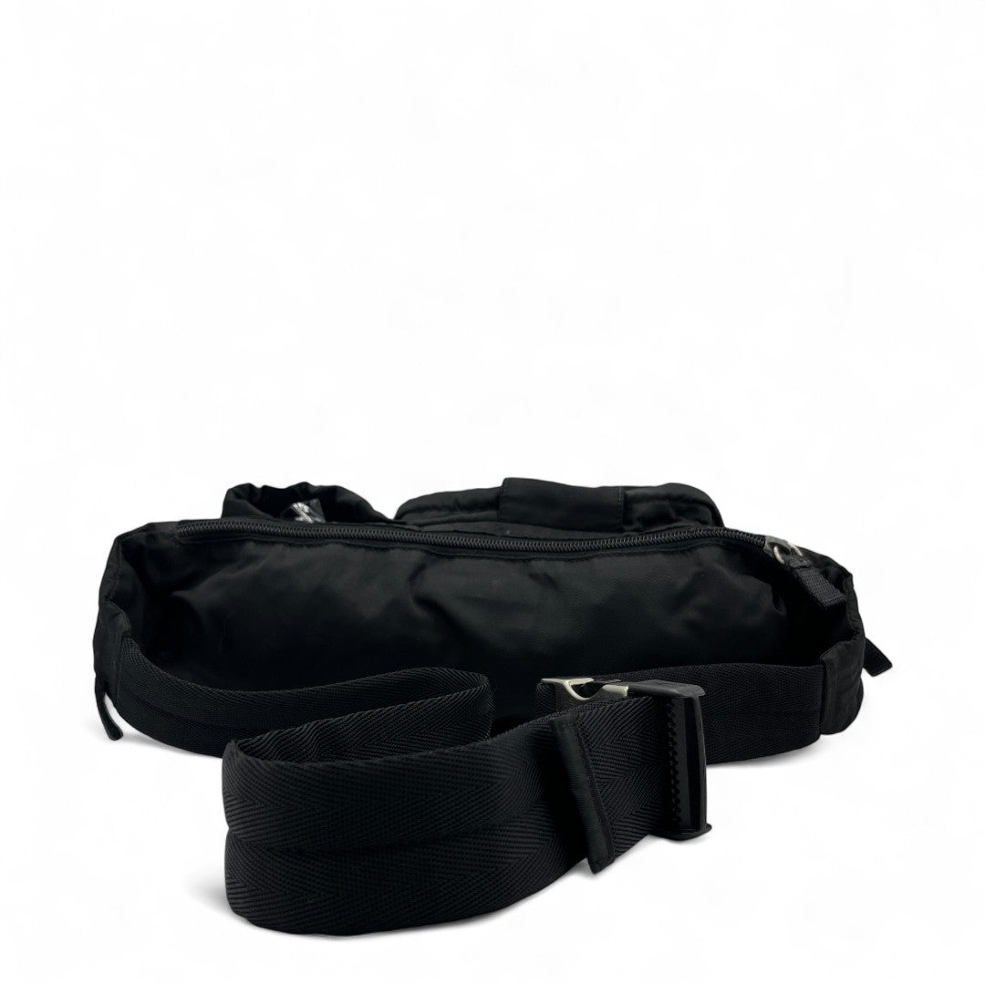 Prada bum bag / belt bag with bottle holder made of nylon white black