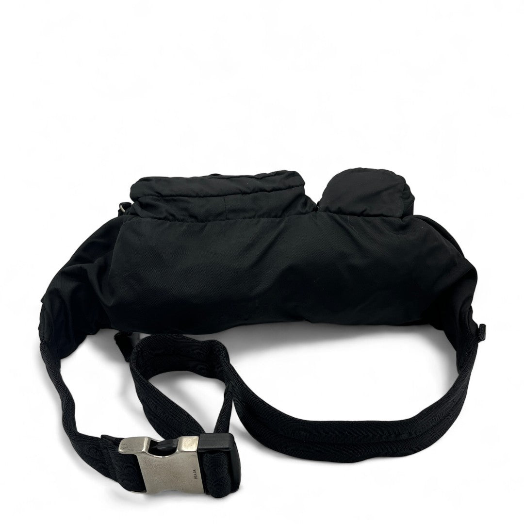 Prada bum bag / belt bag with bottle holder made of nylon white black