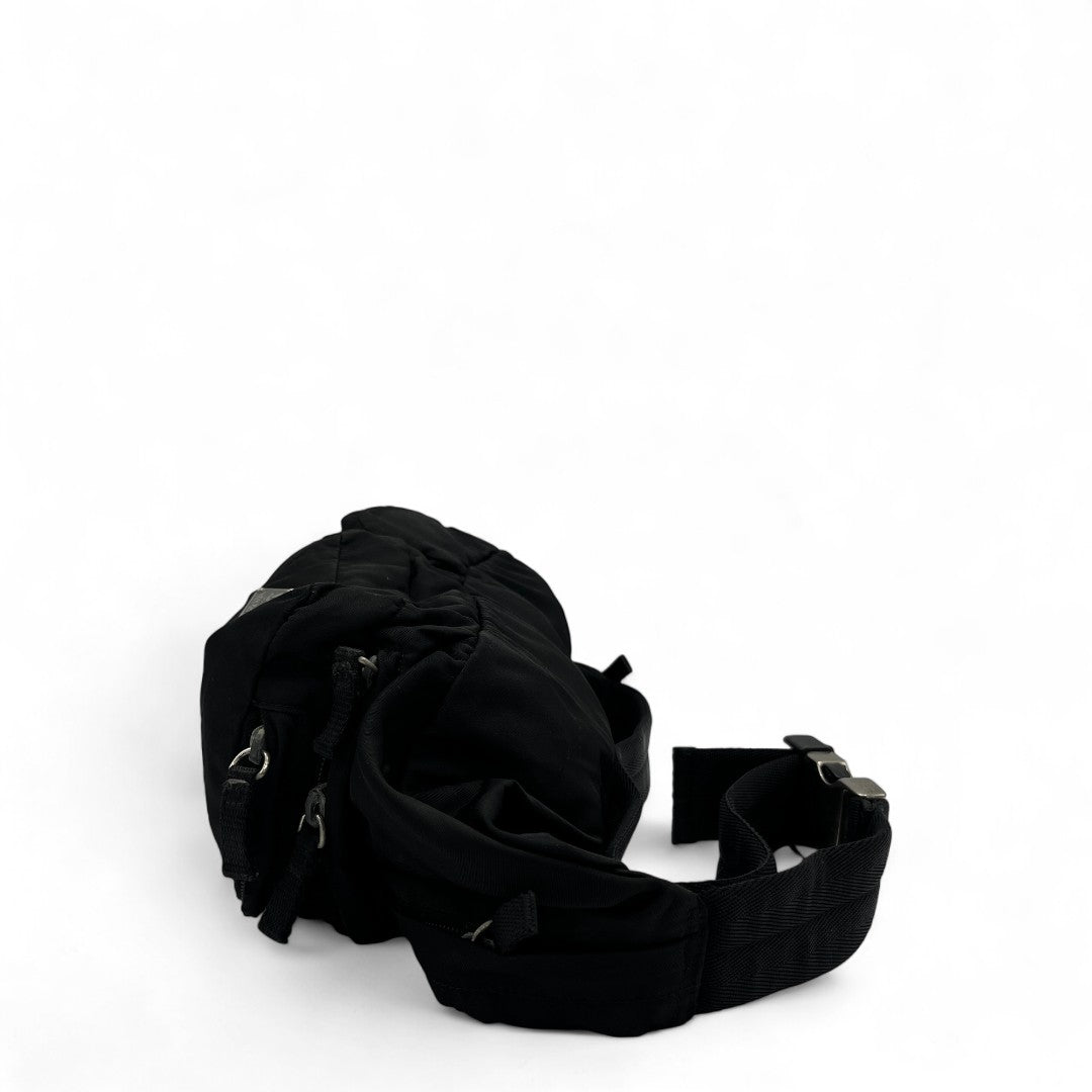 Prada bum bag / belt bag with bottle holder made of nylon white black