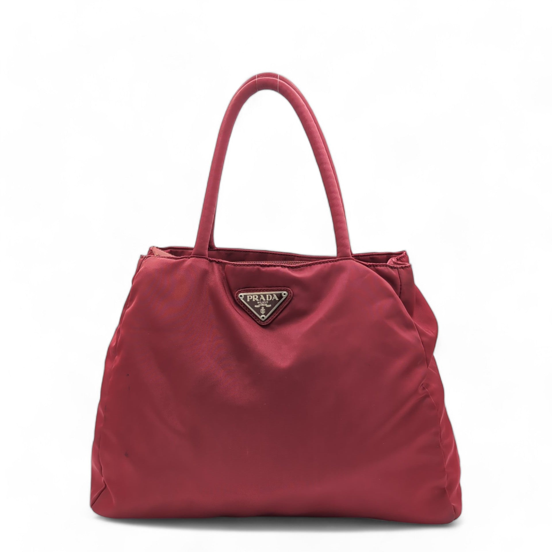 Prada handbag / shopper made of nylon with long handles red