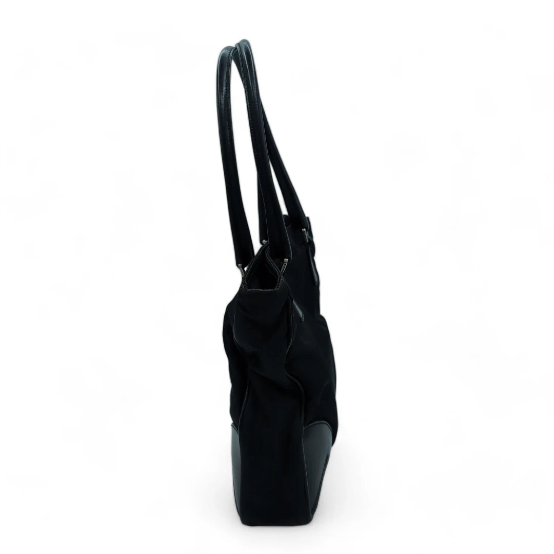 Prada Handtasche / Shopper mit Lederdetails aus Nylon schwarz