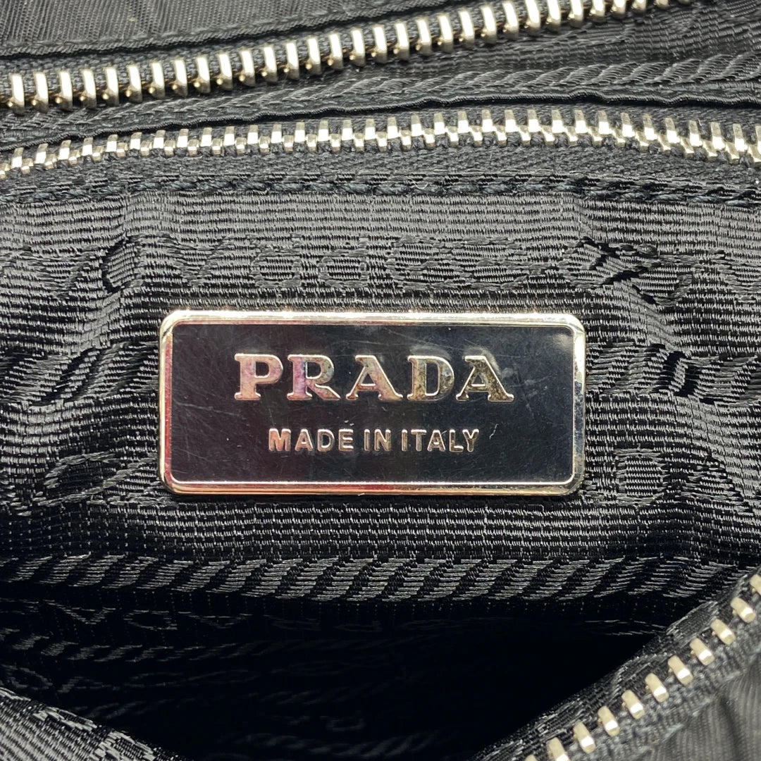 Prada handbag / tote bag nylon with black leather details black