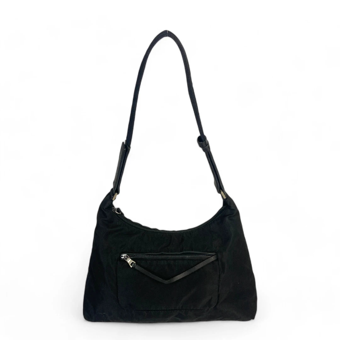 Prada handbag with adjustable nylon shoulder strap in black