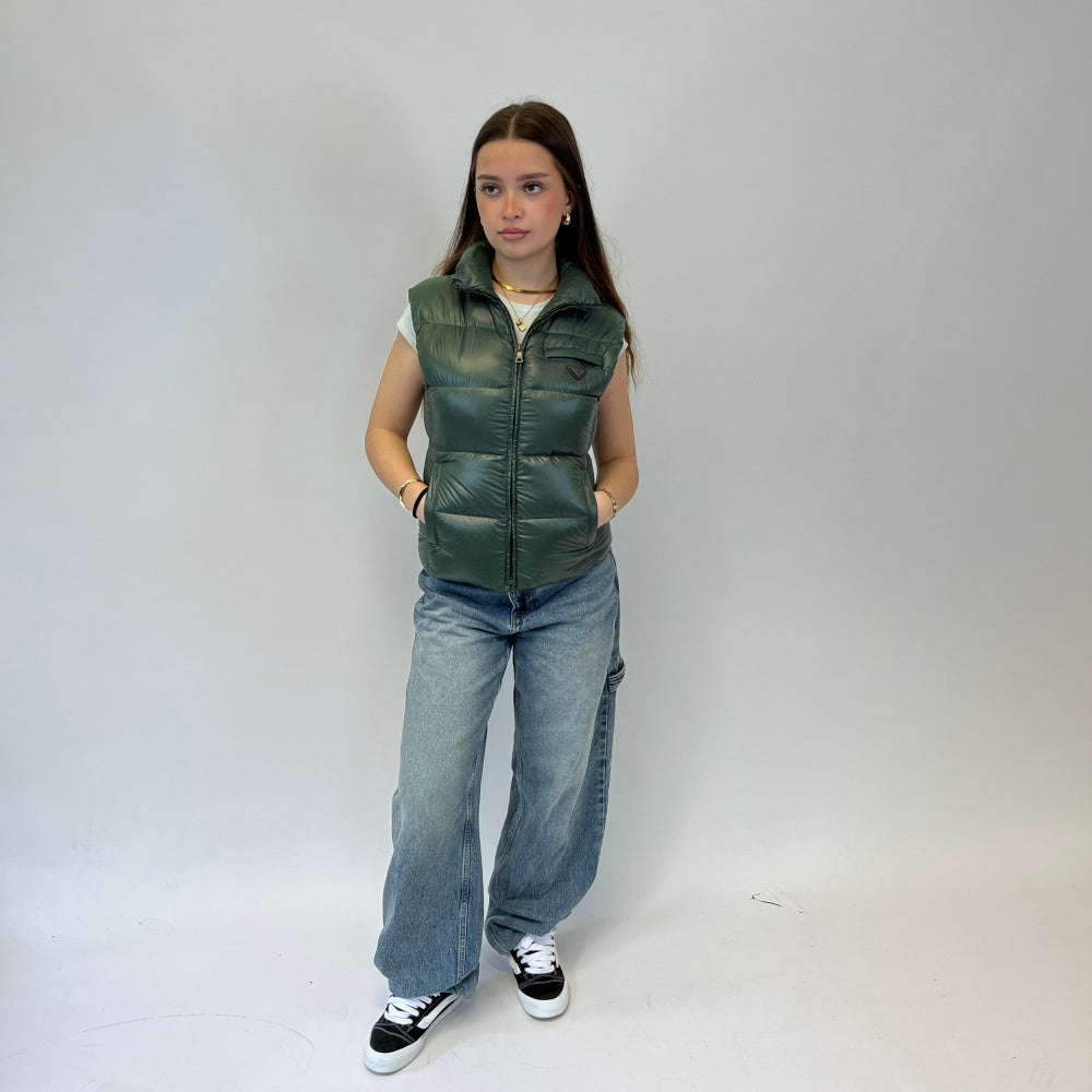 Prada down vest dark green 38