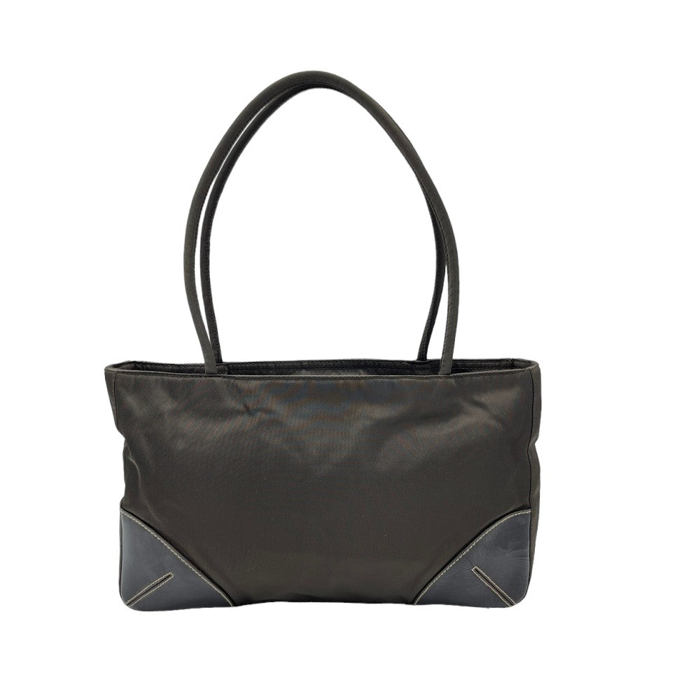 Prada Handtasche / Shopper klein aus Nylon mit Lederdetails braun