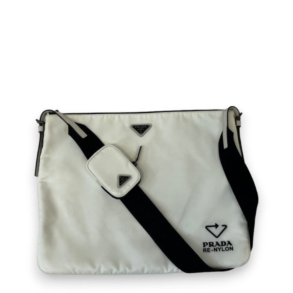 Prada crossbody bag / shoulder bag basic Re-Nylon with extra pocket white